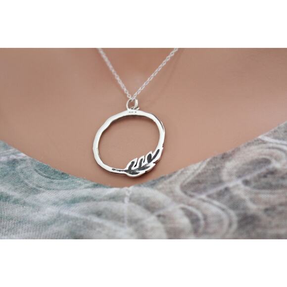 Sterling Silver Twig Circle Necklace - Picture 5 of 6